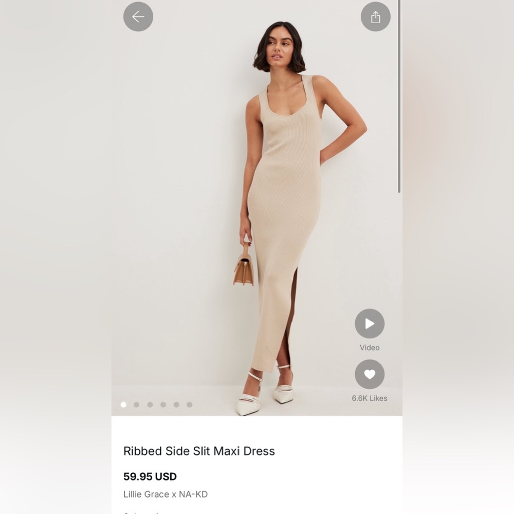 NA-KD- Ribbed Side Slit Maxi Dress